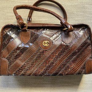 Vintage Oleg Cassini Handbag Snakeskin Pattern